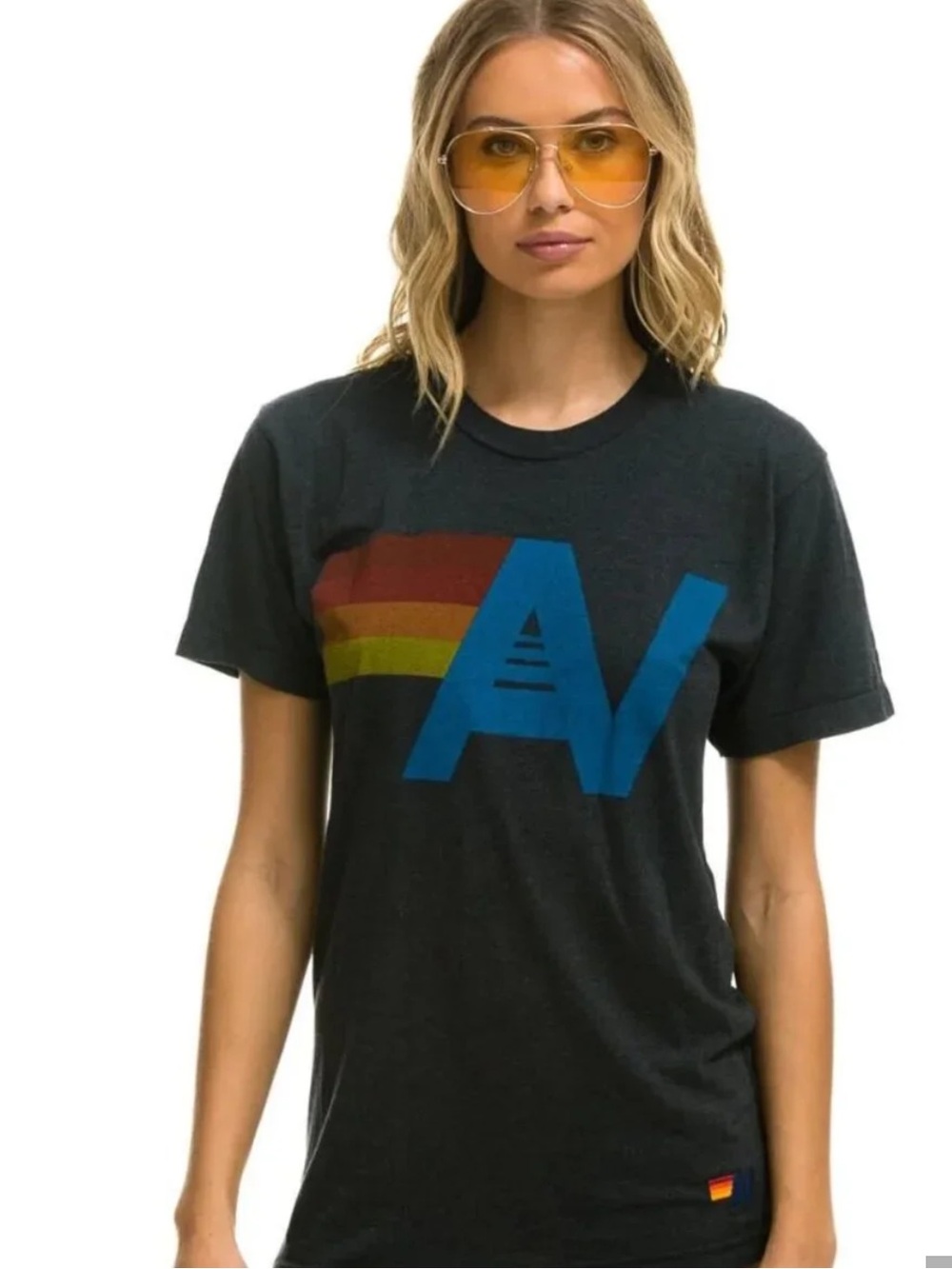 Aviator Nation logo Charcoal Graphic Short-Sleeve Crewneck T-Shirt